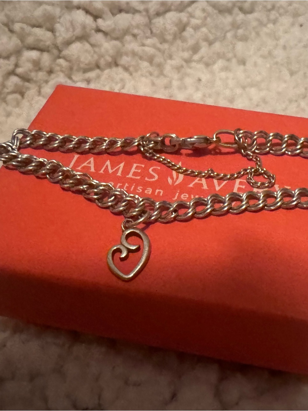 James Avery Silver Heart Charm Bracelet